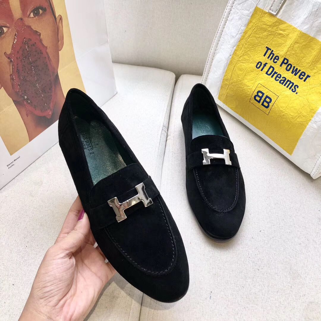 Hermes Paris Loafers In Black Velvet - Image 3