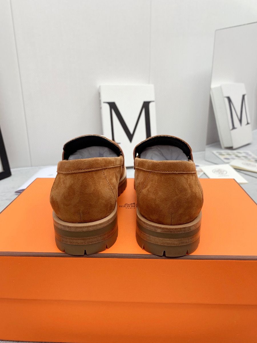 Hermes Women's Faubourg Loafers in Brown Suede Leather - Image 6