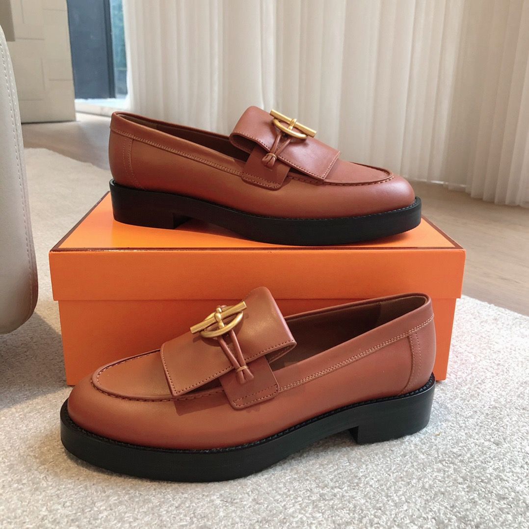 Hermes Women's Impact Loafers in Brown Leather - Image 9