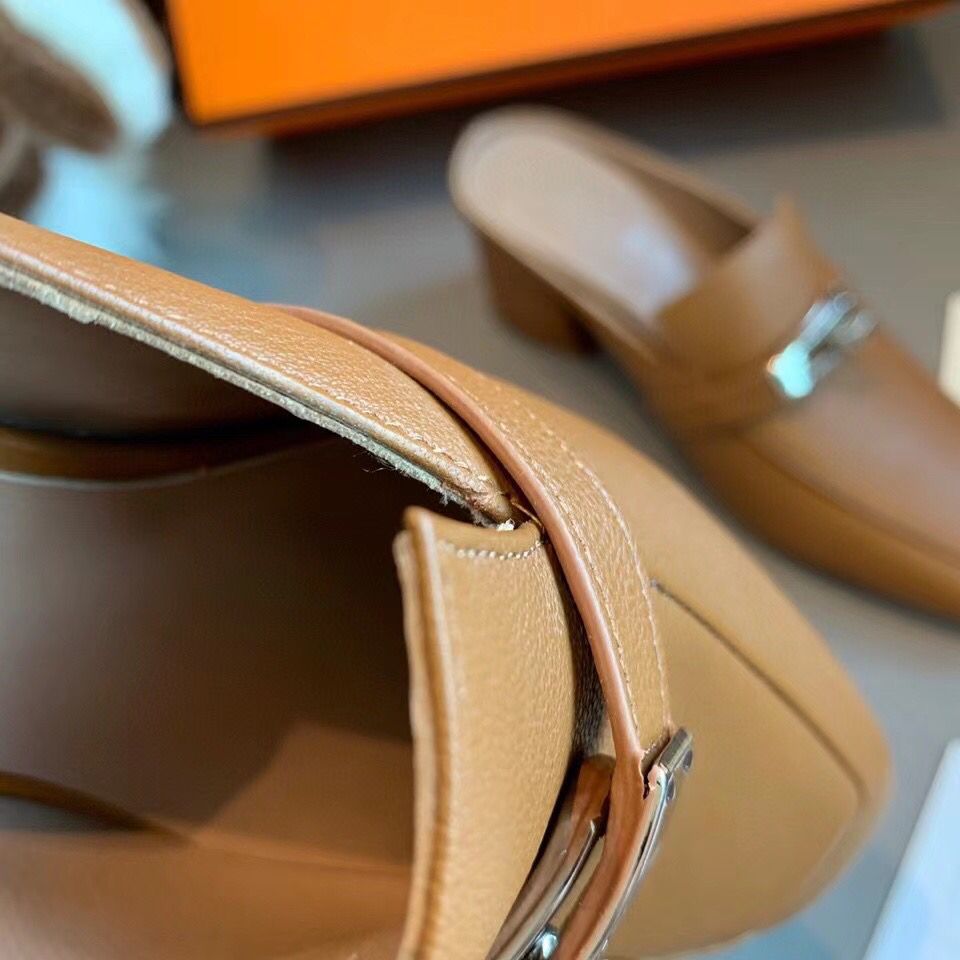 Hermes Blossom Mules 60mm In Brown Goatskin - Image 9