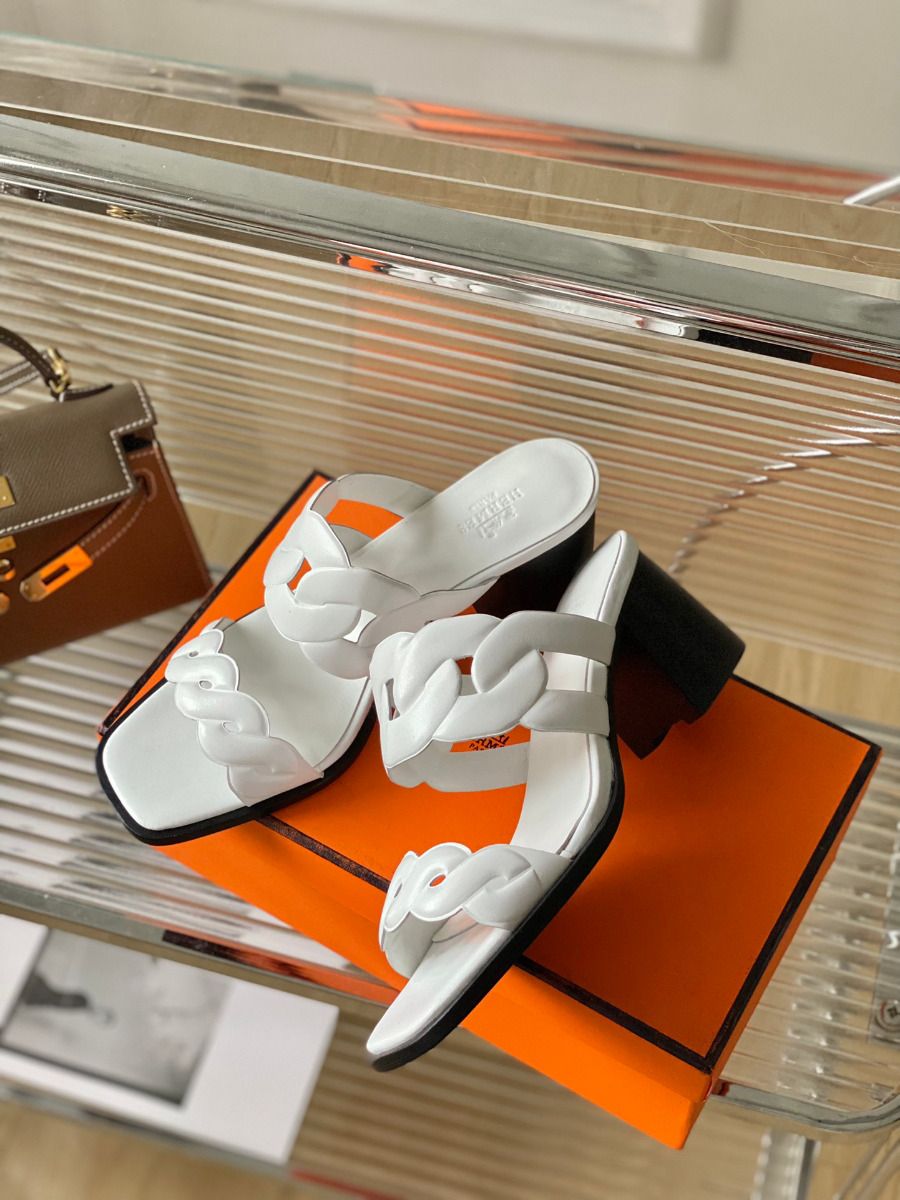 Hermes Gaby Sandals 60mm in White Nappa Leather - Image 6