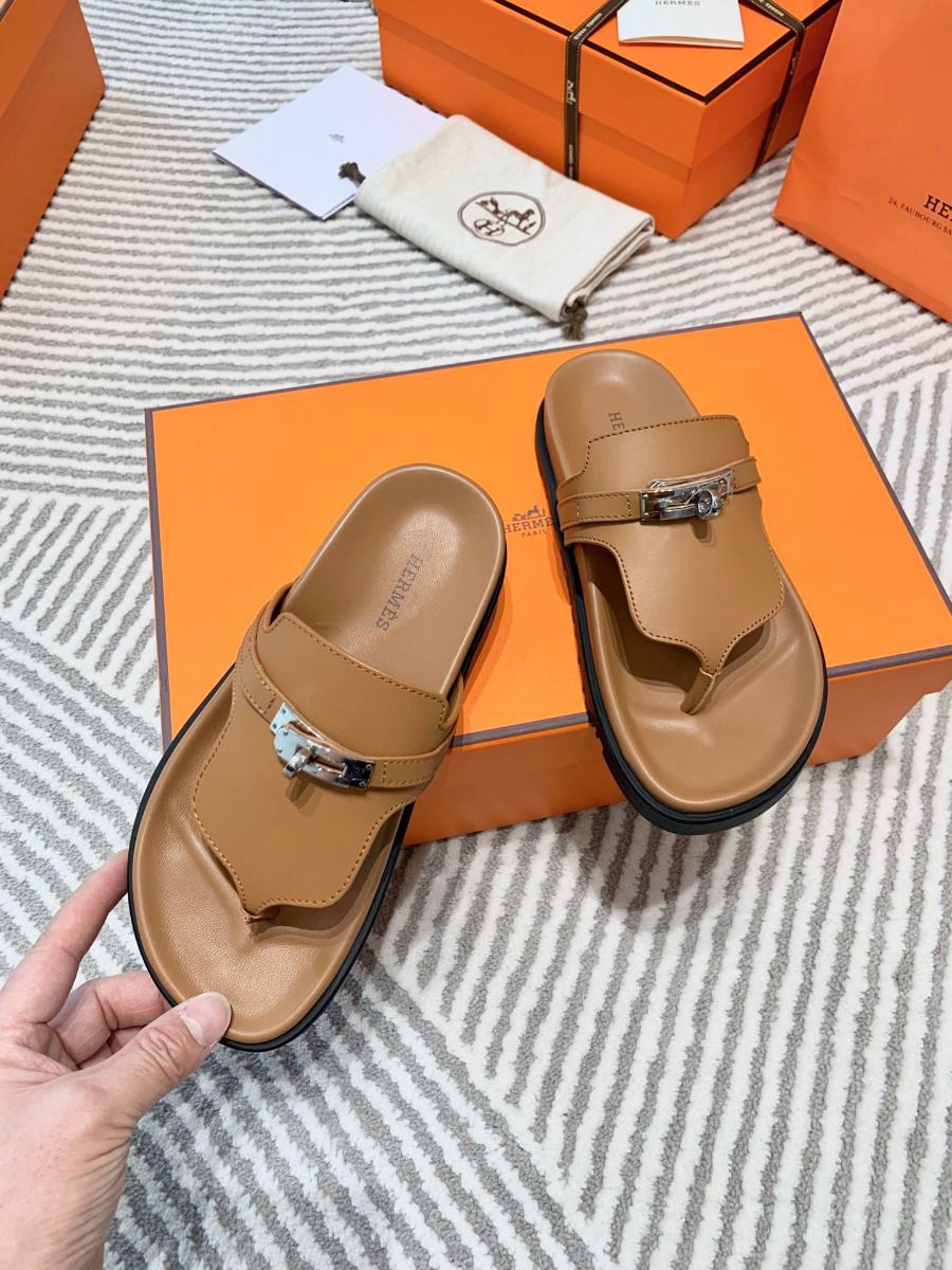 Hermes Empire Sandals in Brown Calfskin - Image 4