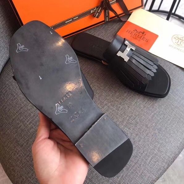 Hermes Auteuil Sandals In Black Calfskin - Image 9