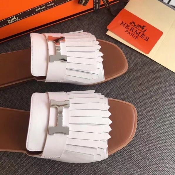Hermes Auteuil Sandals In White Calfskin - Image 3