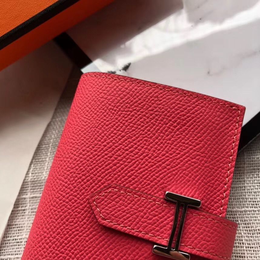 Hermes Bearn Mini Wallet In Rose Lipstick Epsom Leather - Image 3