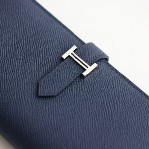 Hermes Bearn Long Handmade Wallet in Blue Saphir Epsom Calfskin