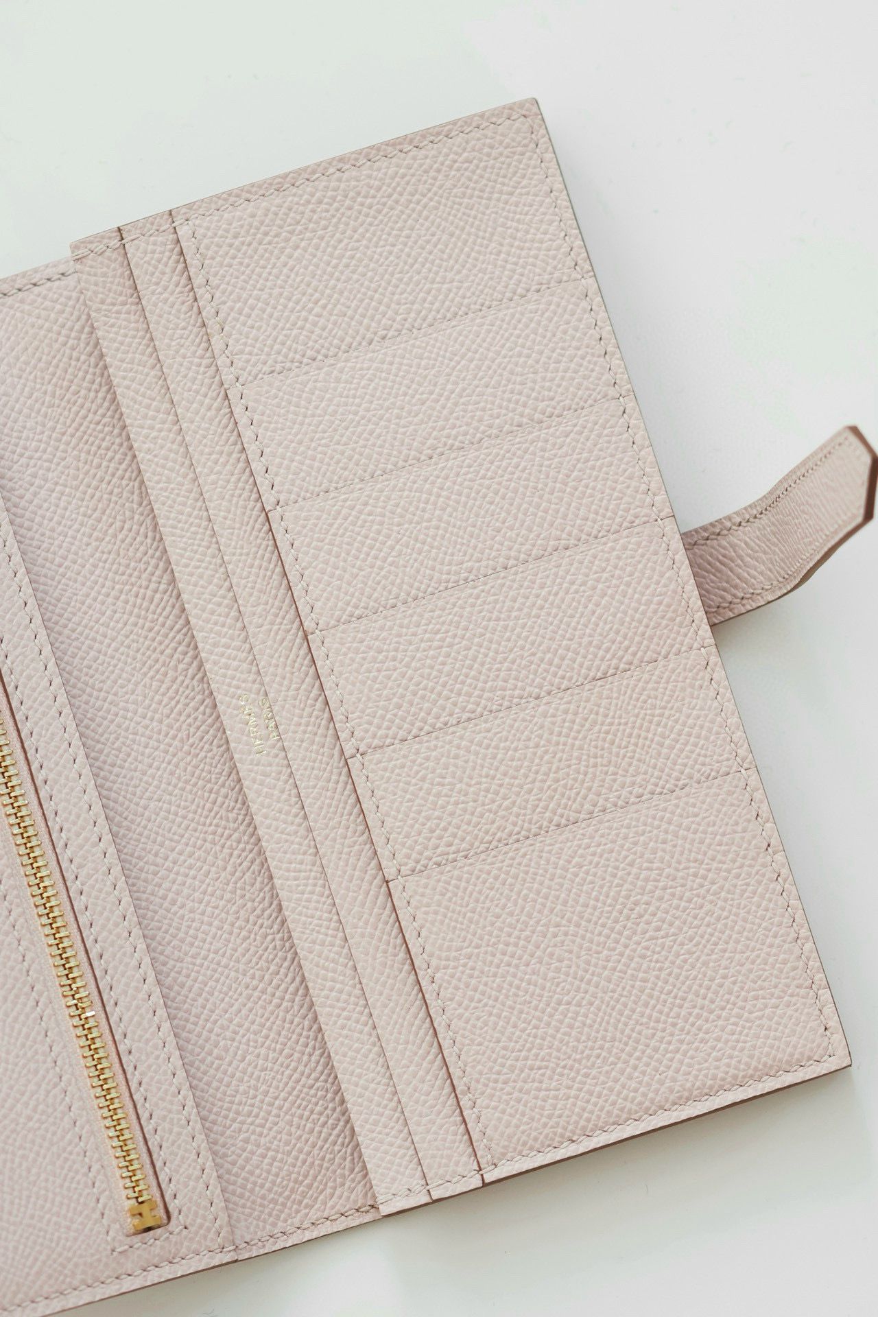 Hermes Bearn Long Handmade Wallet in Mauve Pale Epsom Calfskin - Image 8