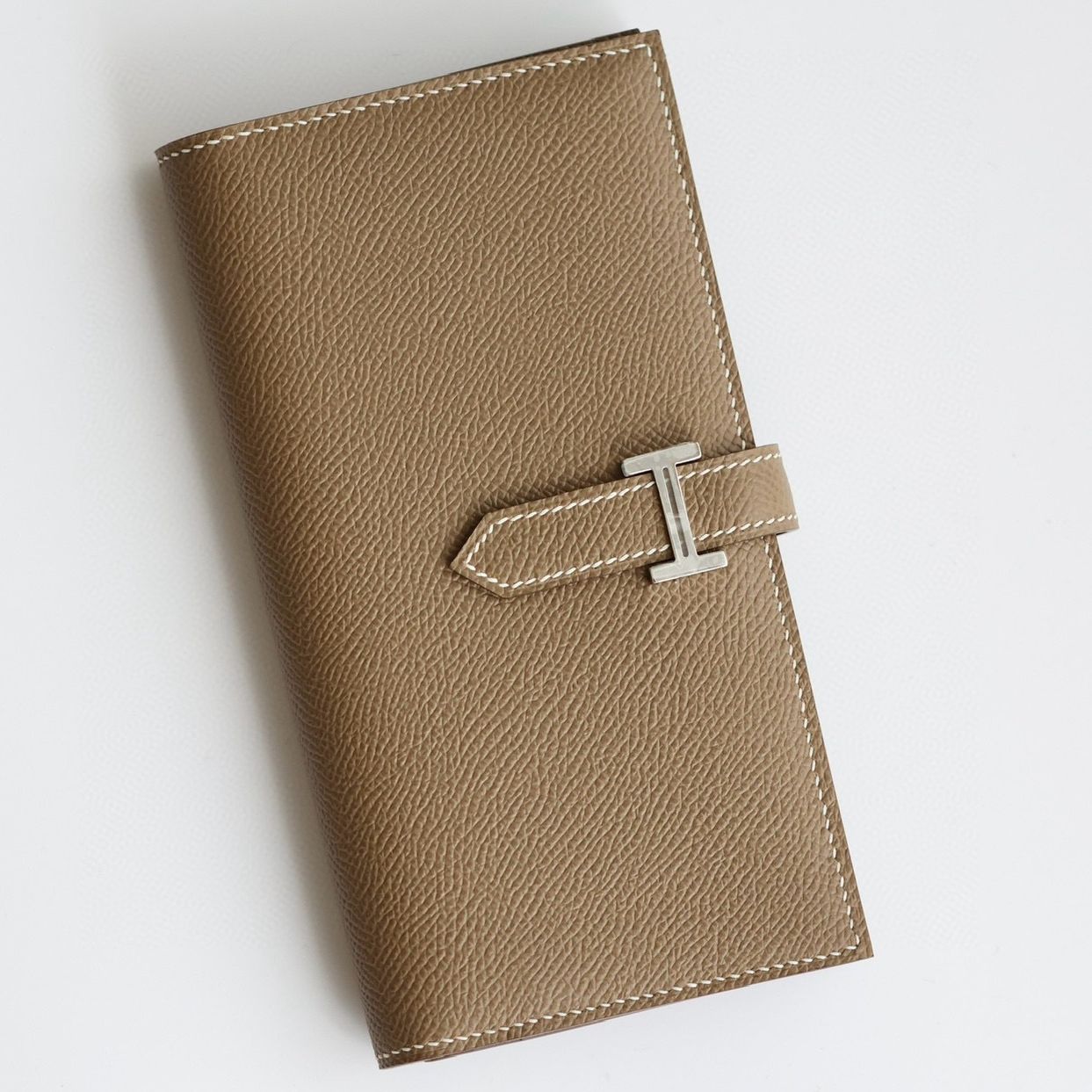 Hermes Bearn Long Handmade Wallet in Taupe Epsom Calfskin