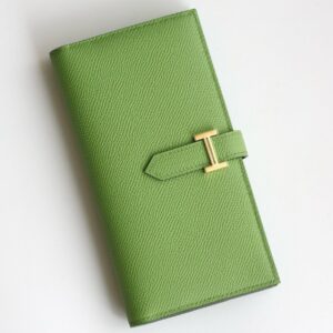 Hermes Bearn Long Handmade Wallet in Vert Criquet Epsom Calfskin