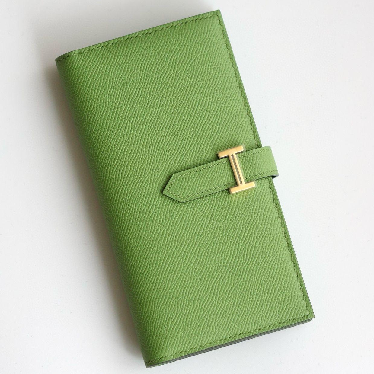 Hermes Bearn Long Handmade Wallet in Vert Criquet Epsom Calfskin