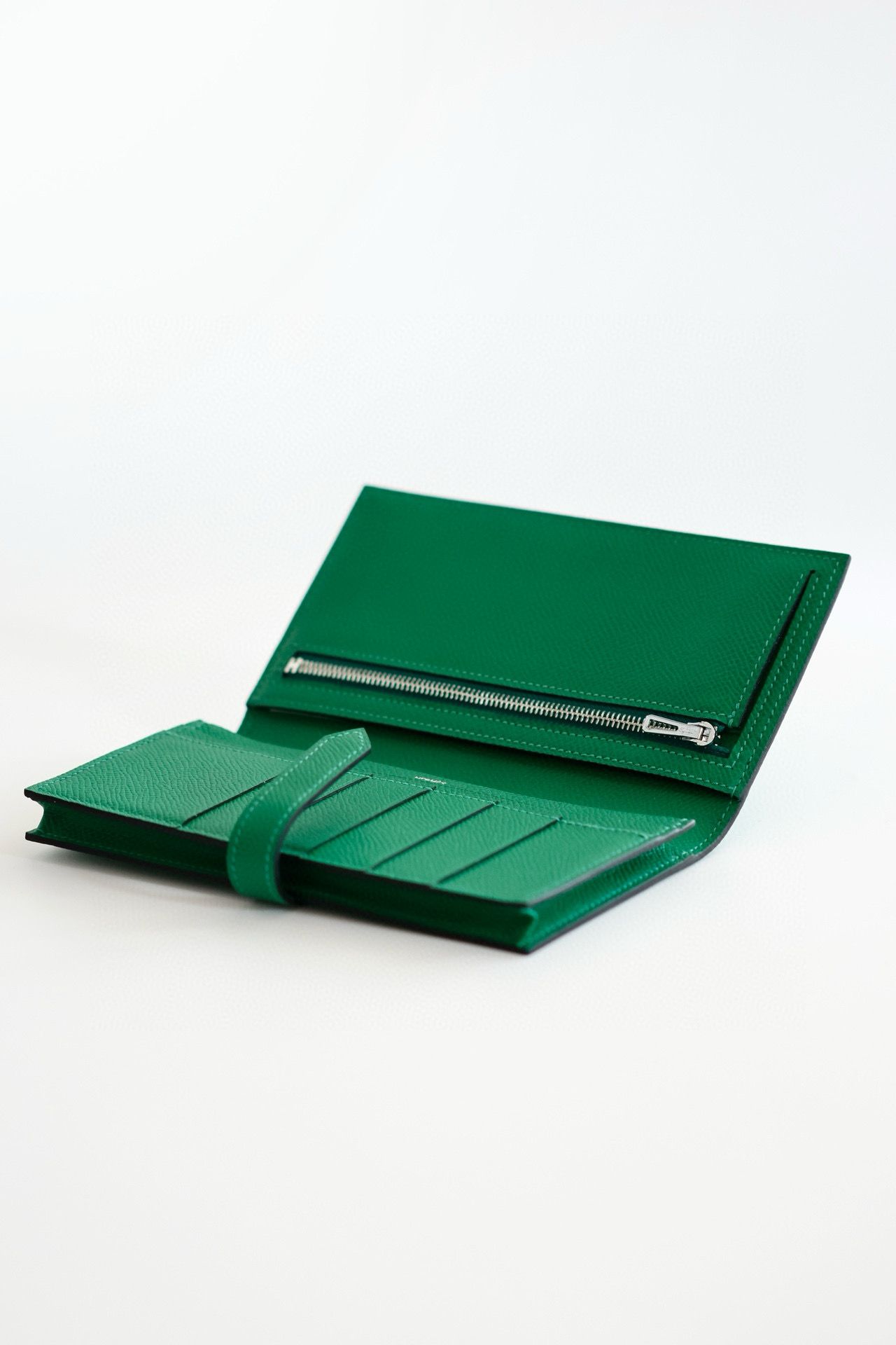 Hermes Bearn Long Handmade Wallet in Vert Vertigo Epsom Calfskin - Image 8