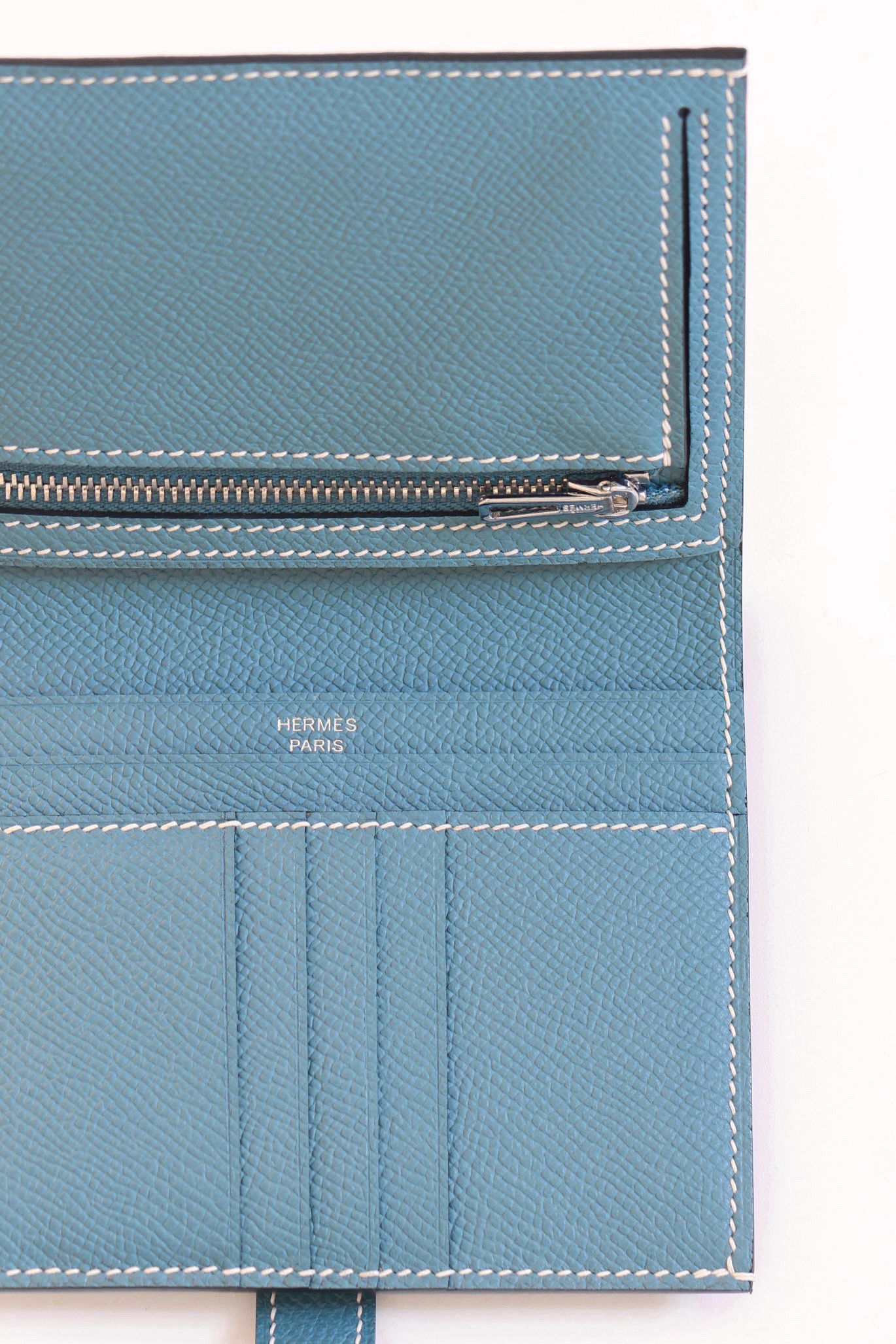 Hermes Bearn Compact Handmade Wallet in Blue Jean Epsom Calfskin - Image 5