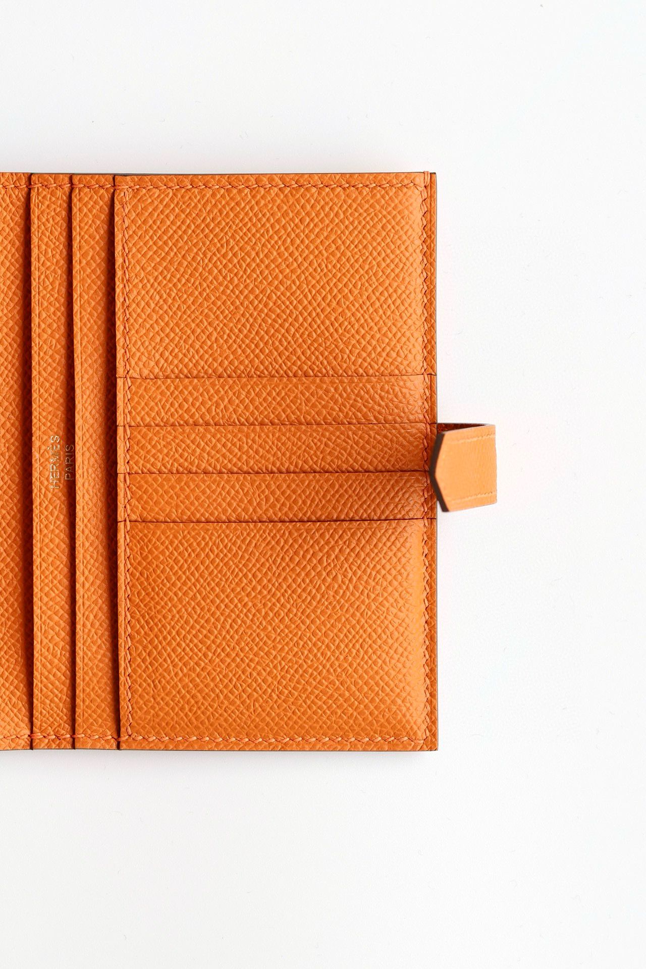 Hermes Bearn Compact Handmade Wallet in Orange Epsom Calfskin - Image 5