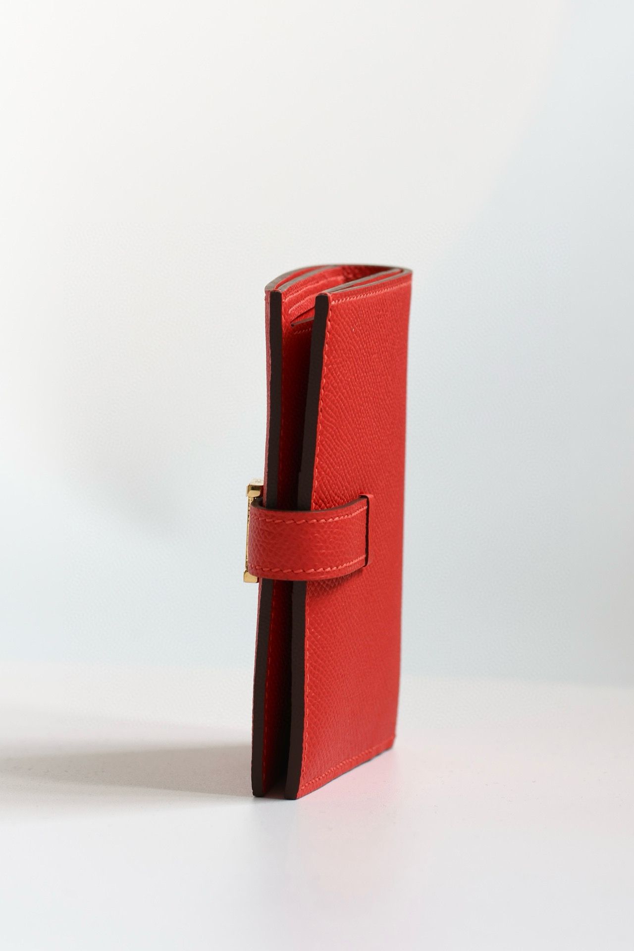 Hermes Bearn Compact Handmade Wallet in Red Epsom Calfskin - Image 3