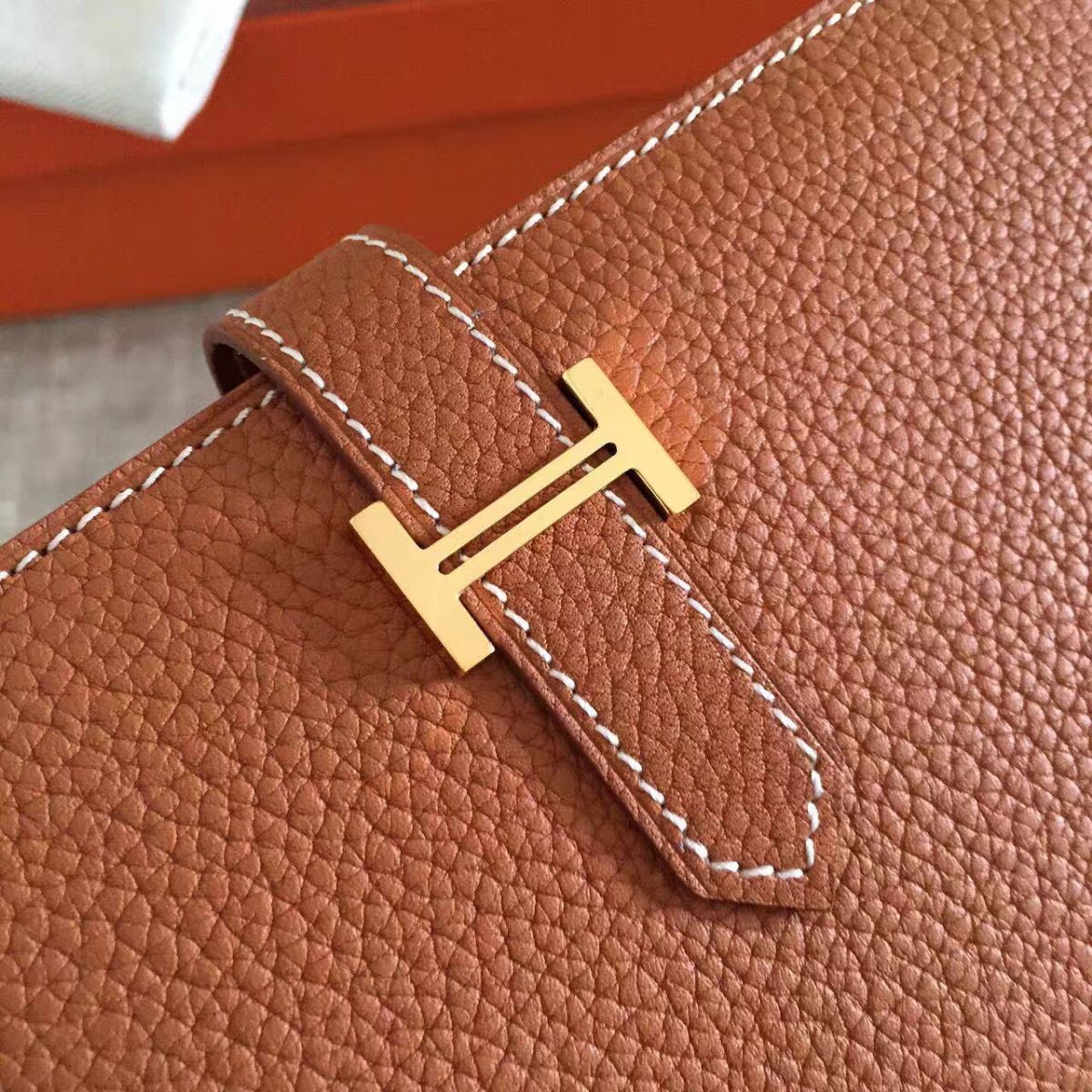 Hermes Brown Clemence Bearn Gusset Wallet - Image 5