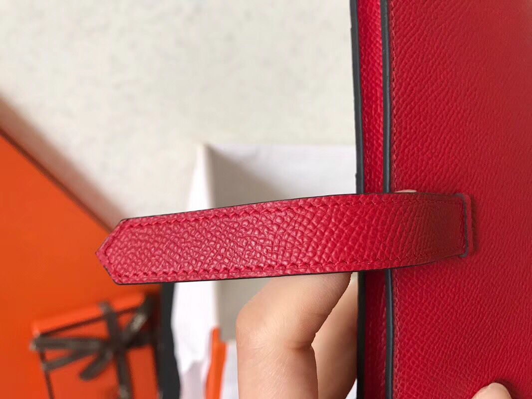 Hermes Red Epsom Bearn Gusset Wallet - Image 9