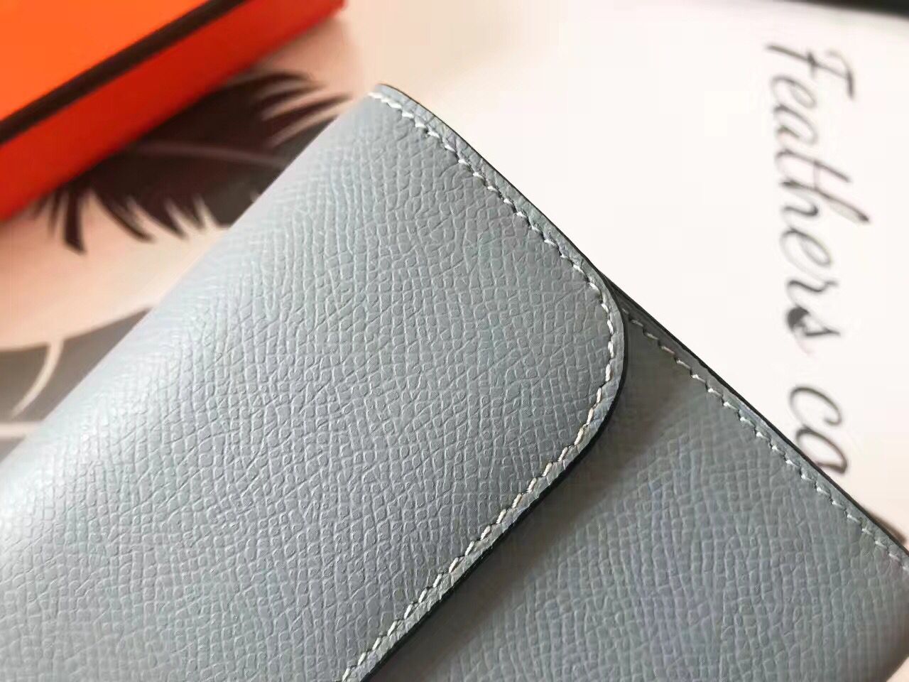 Hermes Constance Long Wallet In Blue Lin Epsom Leather - Image 5