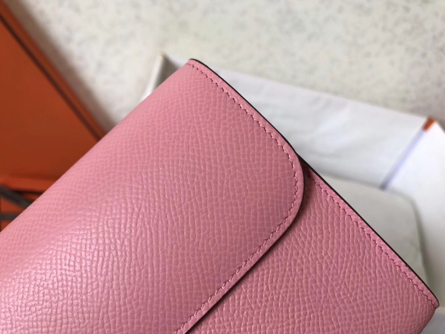 Hermes Constance Long Wallet In Pink Epsom Leather - Image 5