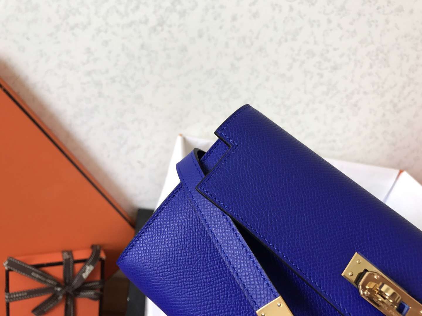 Hermes Kelly Classic Long Wallet In Blue Electric Epsom Leather - Image 6