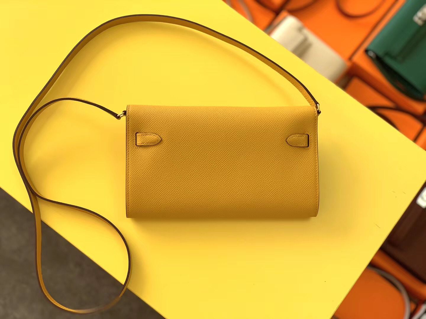 Hermes Kelly Classique To Go Wallet In Yellow Epsom Calfskin - Image 3