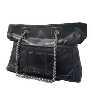 Christian Dior Black Cannage Granville Chain Link Tote Bag