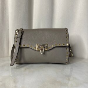 Valentino Grey Rockstud Flap Crossbody Bag