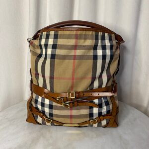 Burberry Camel Bridle House Check Top Handle Bag
