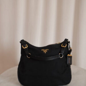 Prada Black Nylon Hobo Bag
