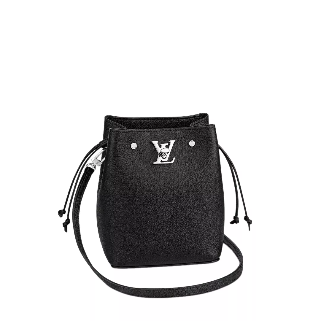 LV Calfskin Nano Lockme Bucket Black - ReplicaBags.is