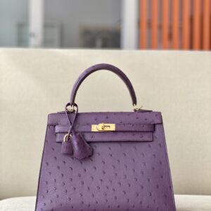 Kelly 25 Ostrich Anemone(P9) Gold Hardware